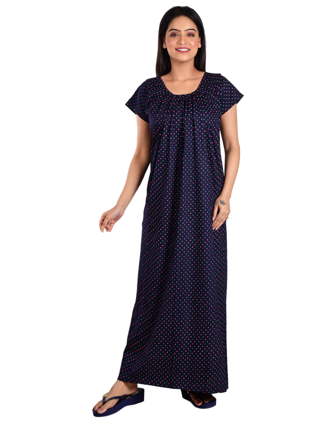 PIYALI'S CREATION WOMEN'S Navy Blue Hosiery Women's Nightwear Nighty & Night Gowns ( Pack of 1 ) PIYALI'S CREATION WOMEN'S Navy Blue Hosiery Women's Nightwear Nighty & Night Gowns ( Pack of 1 )