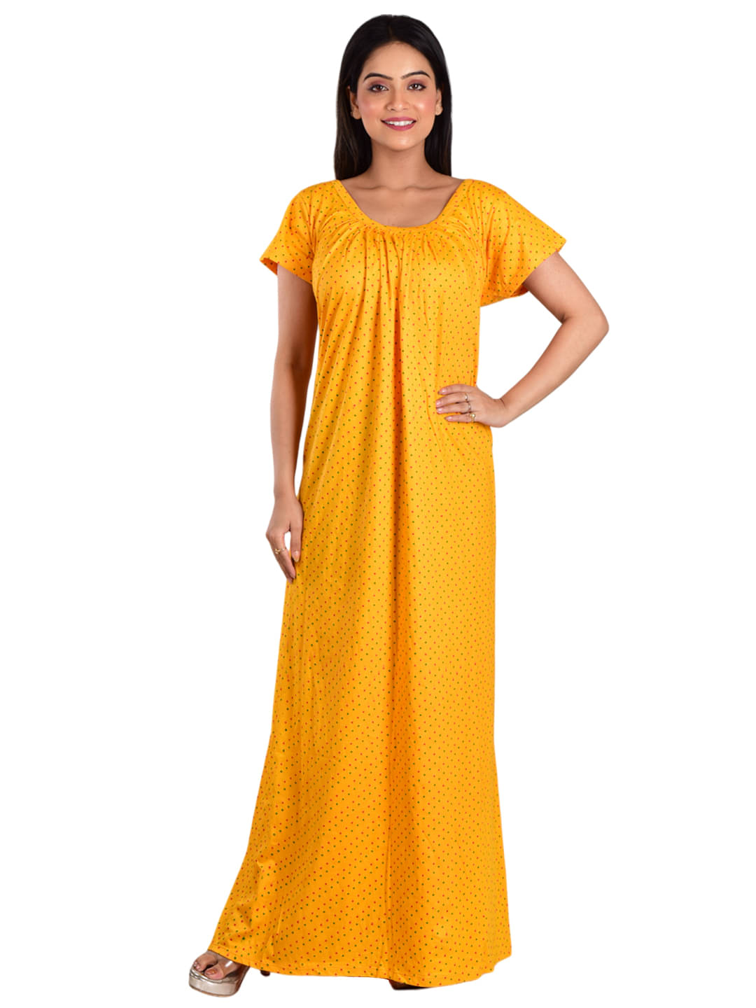     			PIYALI'S CREATION WOMEN'S Yellow Hosiery Women's Nightwear Nighty & Night Gowns ( Pack of 1 )