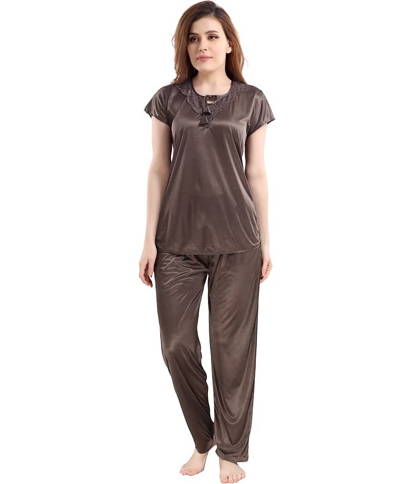 Romaisa Satin Nightsuit Sets - Brown Pack of 2 - Nightwear & Loungewear | Buy online on ZillyBuy