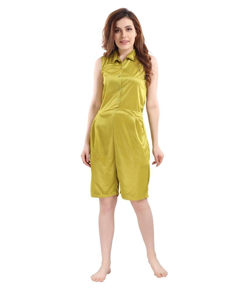 Romaisa - Yellow Satin Regular Fit Women's Jumpsuit ( Pack of 1 ) Romaisa - Yellow Satin Regular Fit Women's Jumpsuit ( Pack of 1 )
