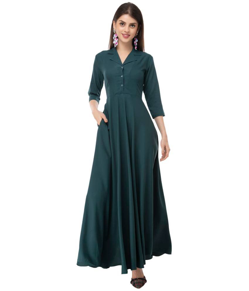     			Rudrakriti Women Crepe Solid A-line Dress ( Blue )