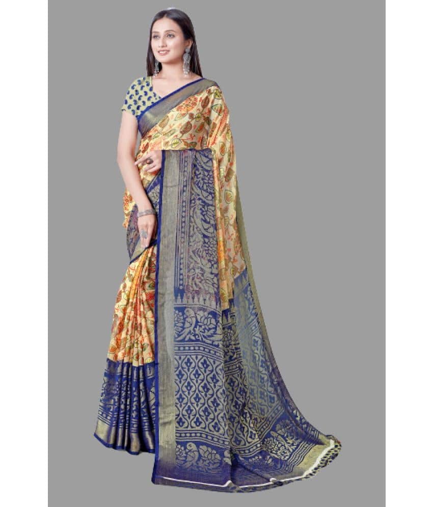Sanwariya Silks Brasso Printed Saree With Unstitched Blouse Piece ( Green ) - Sarees | Buy online on ZillyBuy