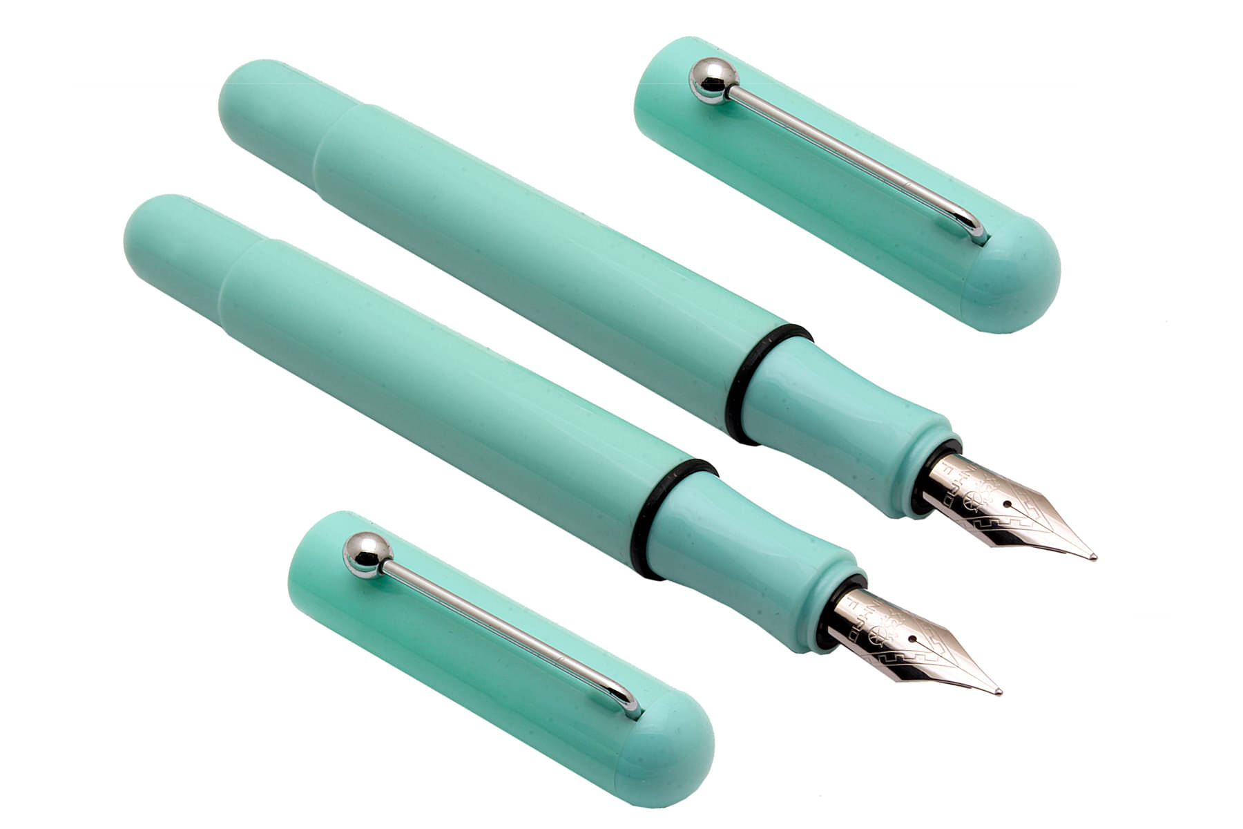     			Set Of 2 Jinhao Mini Fountain Pens Pista Green Color With Steel Ball Clip & Fine Nib
