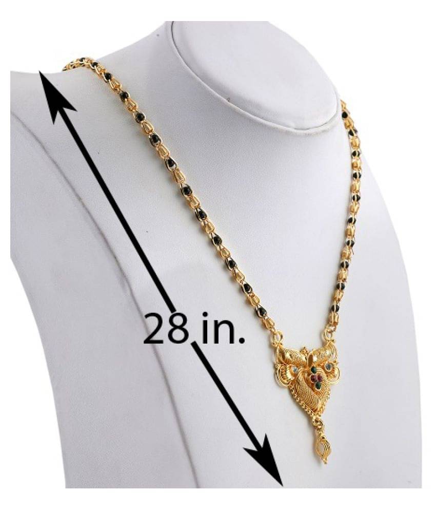     			Shankhraj Mall latest design Gold Plated Black Bead Chain Meena Mangalsutra For Women-10053