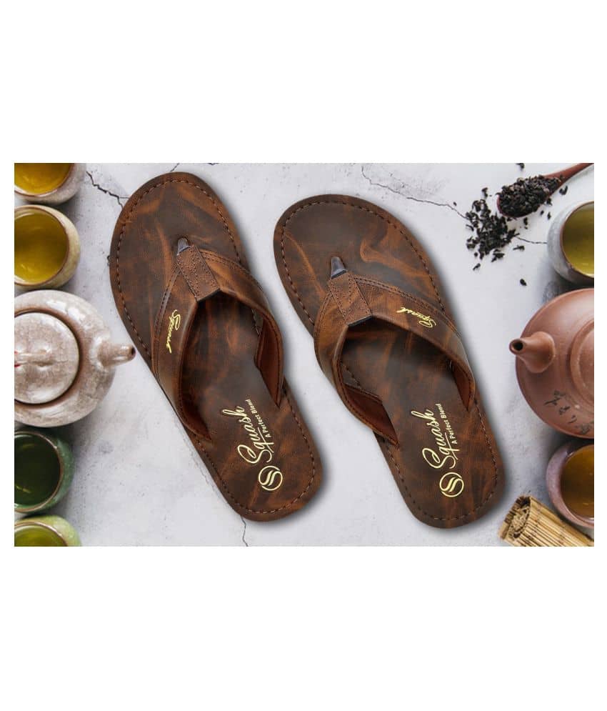 Squash - Tan  Synthetic Thong Flip Flop