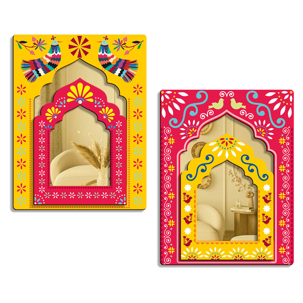     			Suveharts Wood Jharokha Wall Hanging Jharokha Red - Pack of 2