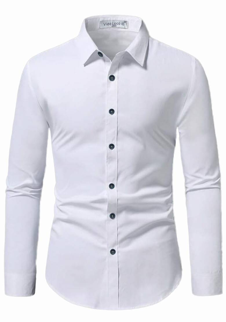     			UNI VIBE Cotton Blend Slim Fit Solids Full Sleeves Men's Casual Shirt - White ( Pack of 1 )