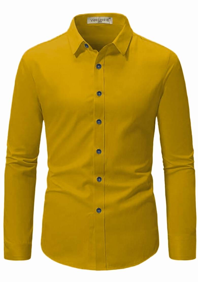     			UNI VIBE Cotton Blend Slim Fit Solids Full Sleeves Men's Casual Shirt - Yellow ( Pack of 1 )