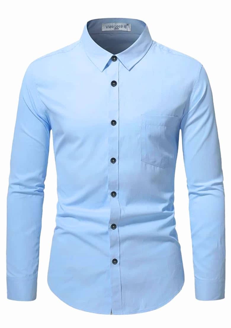 UNI VIBE Cotton Blend Slim Fit Solids Full Sleeves Men's Casual Shirt - Blue ( Pack of 1 )