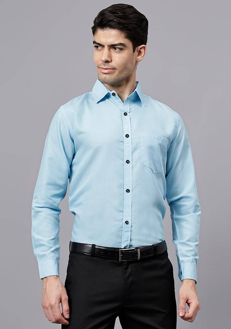     			Vida Loca Cotton Blend Slim Fit Solids Full Sleeves Men's Casual Shirt - Sky Blue ( Pack of 1 )