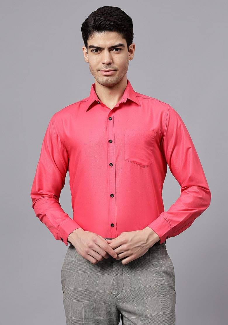     			Vida Loca Cotton Blend Slim Fit Solids Full Sleeves Men's Casual Shirt - Pink ( Pack of 1 )