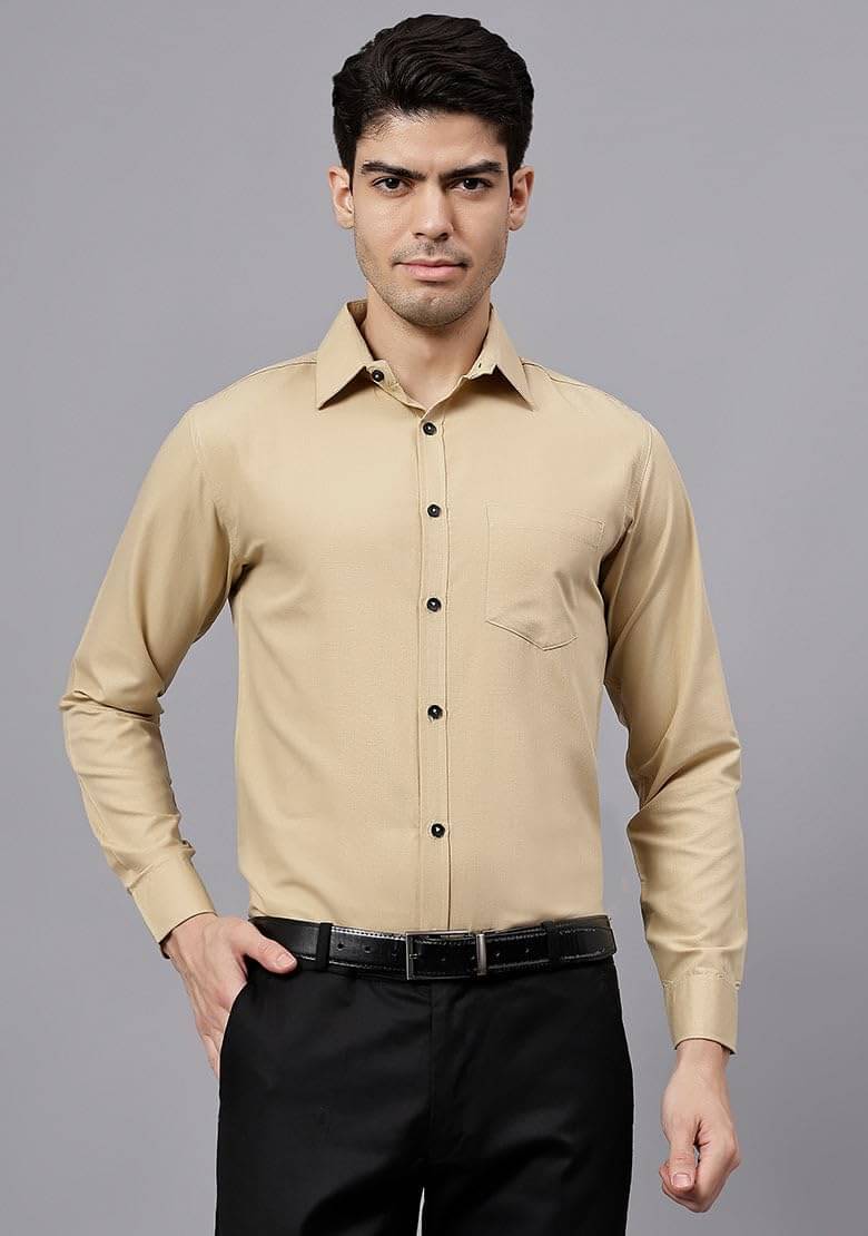 Vida Loca Cotton Blend Slim Fit Solids Full Sleeves Men's Casual Shirt - Beige ( Pack of 1 ) Vida Loca Cotton Blend Slim Fit Solids Full Sleeves Men's Casual Shirt - Beige ( Pack of 1 )