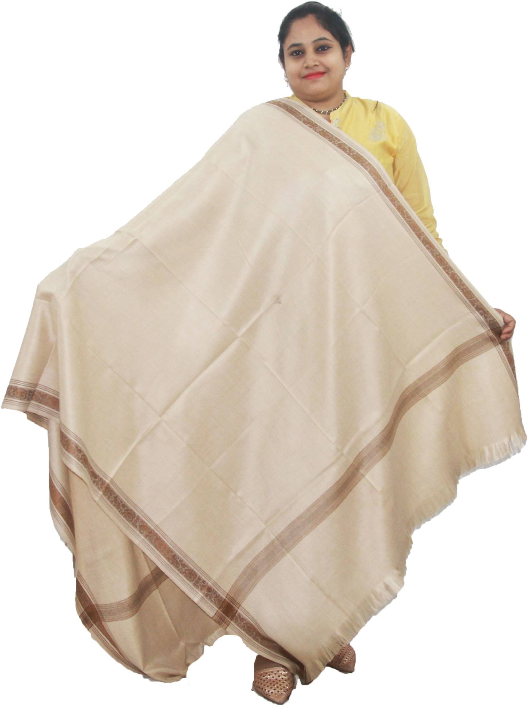     			Vrinde Beige Solid Shawl - ( Pack of 1 )