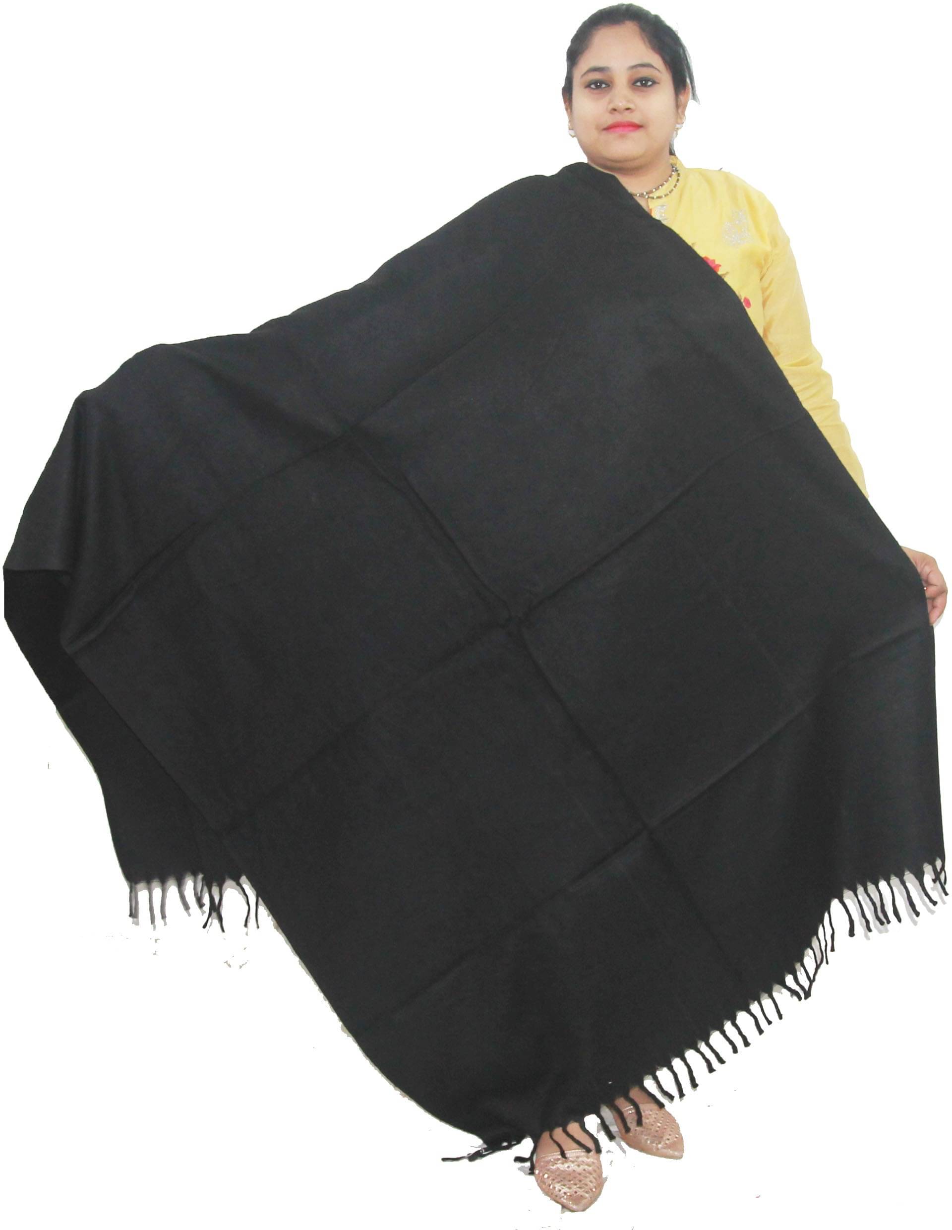     			Vrinde Black Solid Shawl - ( Pack of 1 )
