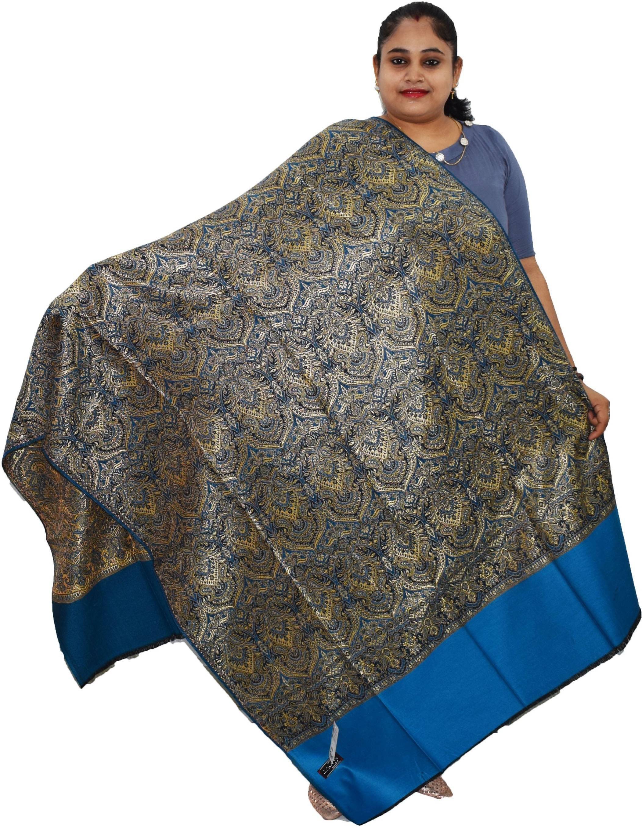     			Vrinde Blue Self Design Shawl - ( Pack of 1 )