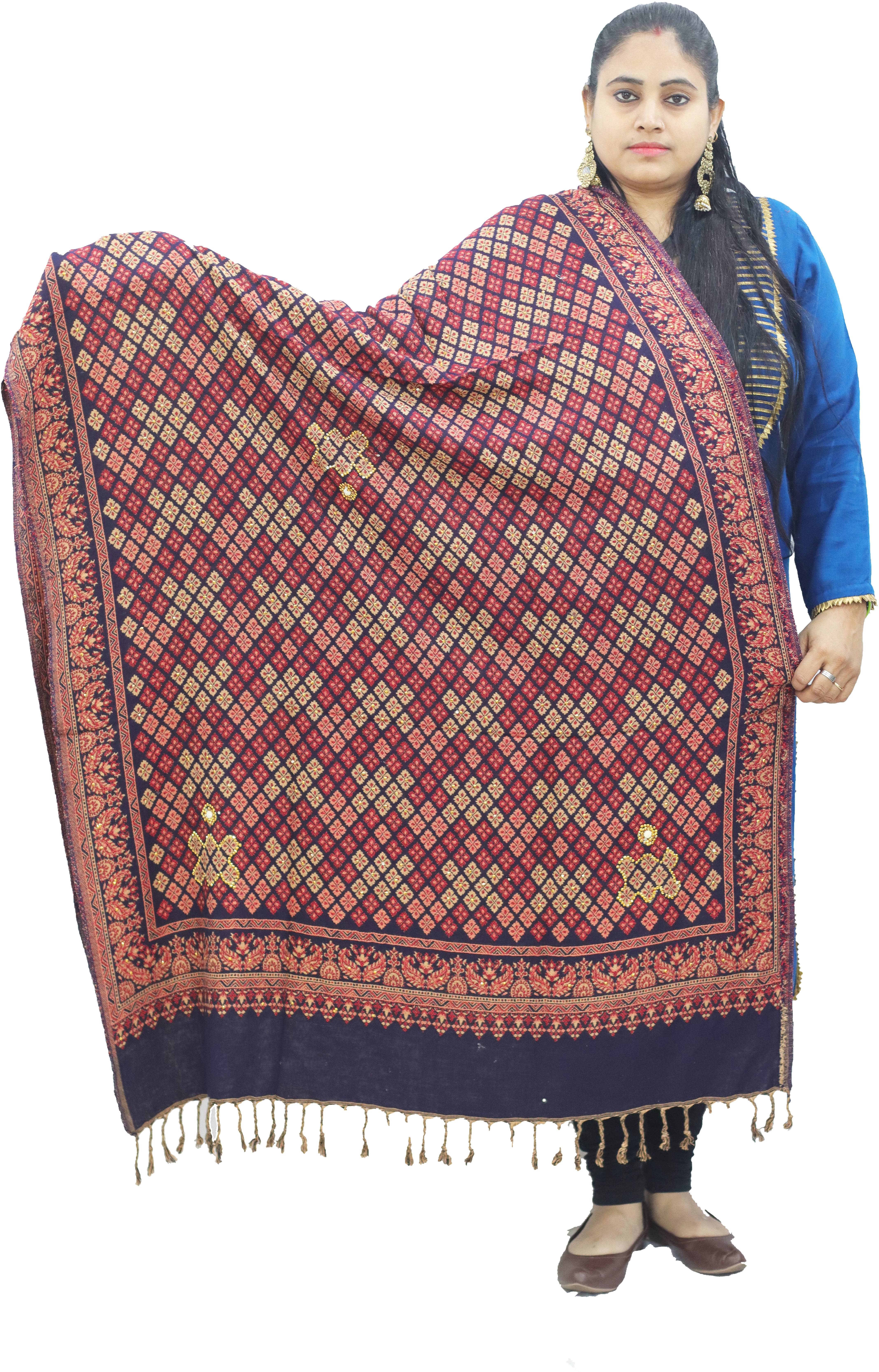     			Vrinde Blue Self Design Shawl - ( Pack of 1 )