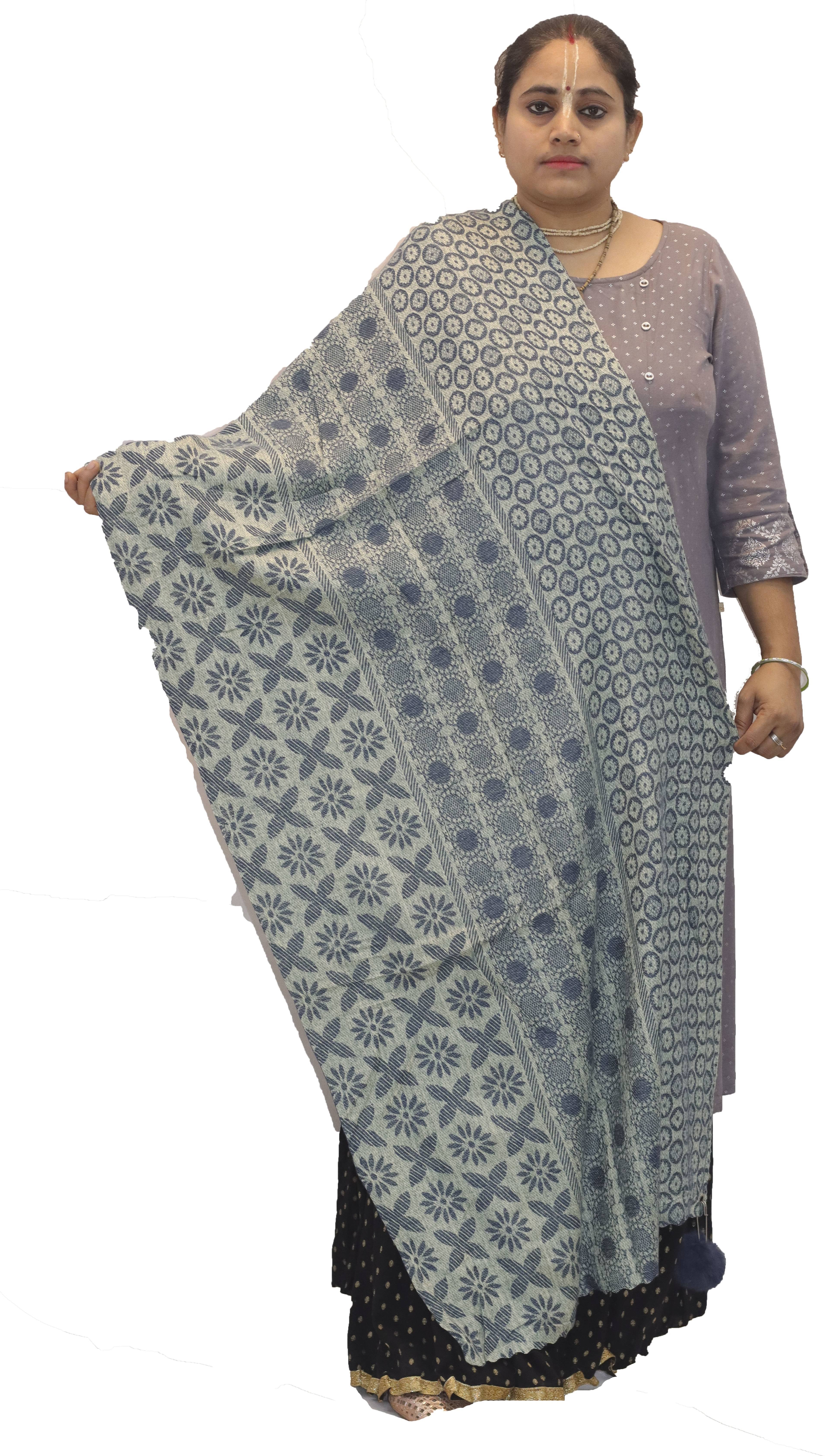 Vrinde Blue Self Design Shawl - ( Pack of 1 ) Vrinde Blue Self Design Shawl - ( Pack of 1 )