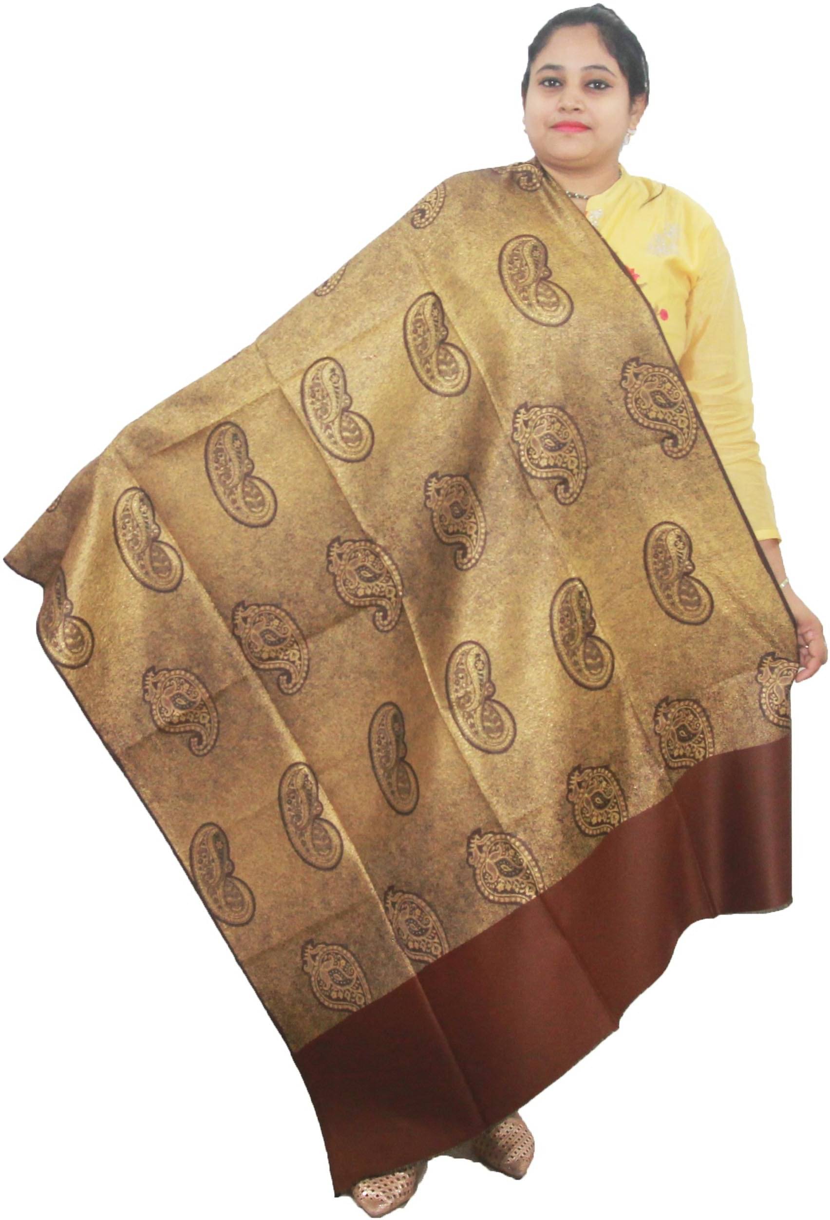     			Vrinde Brown Printed Shawl - ( Pack of 1 )