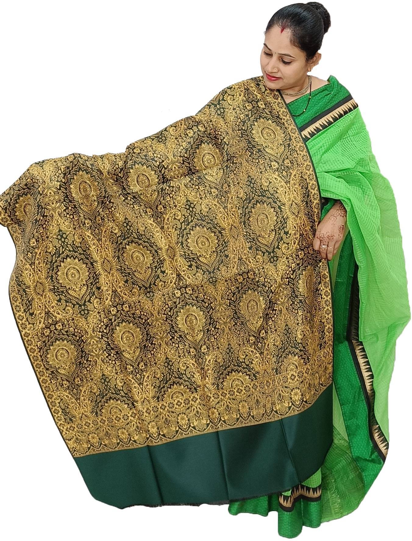     			Vrinde Green Embroidered Shawl - ( Pack of 1 )