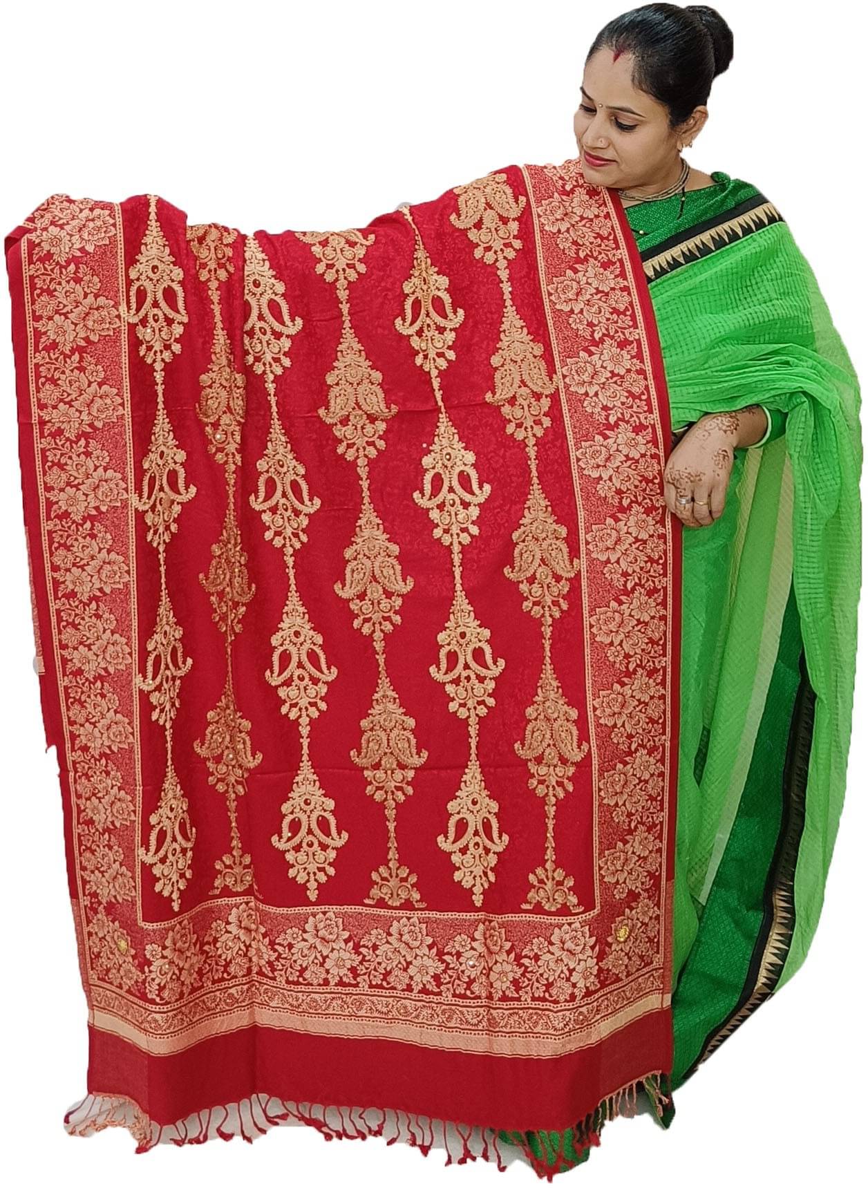 Vrinde Maroon Printed Shawl - ( Pack of 1 ) Vrinde Maroon Printed Shawl - ( Pack of 1 )
