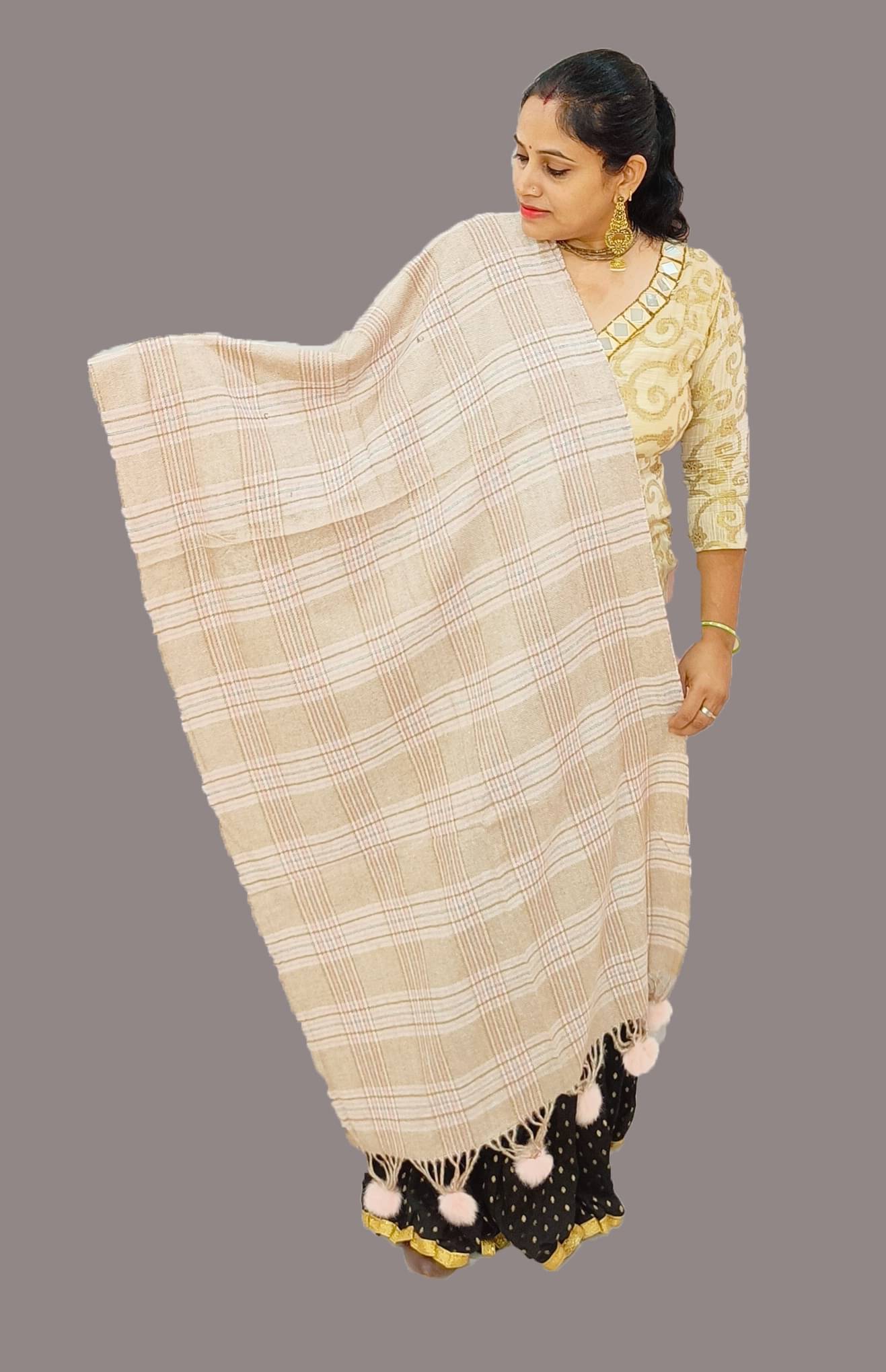     			Vrinde Pink Checks Shawl - ( Pack of 1 )
