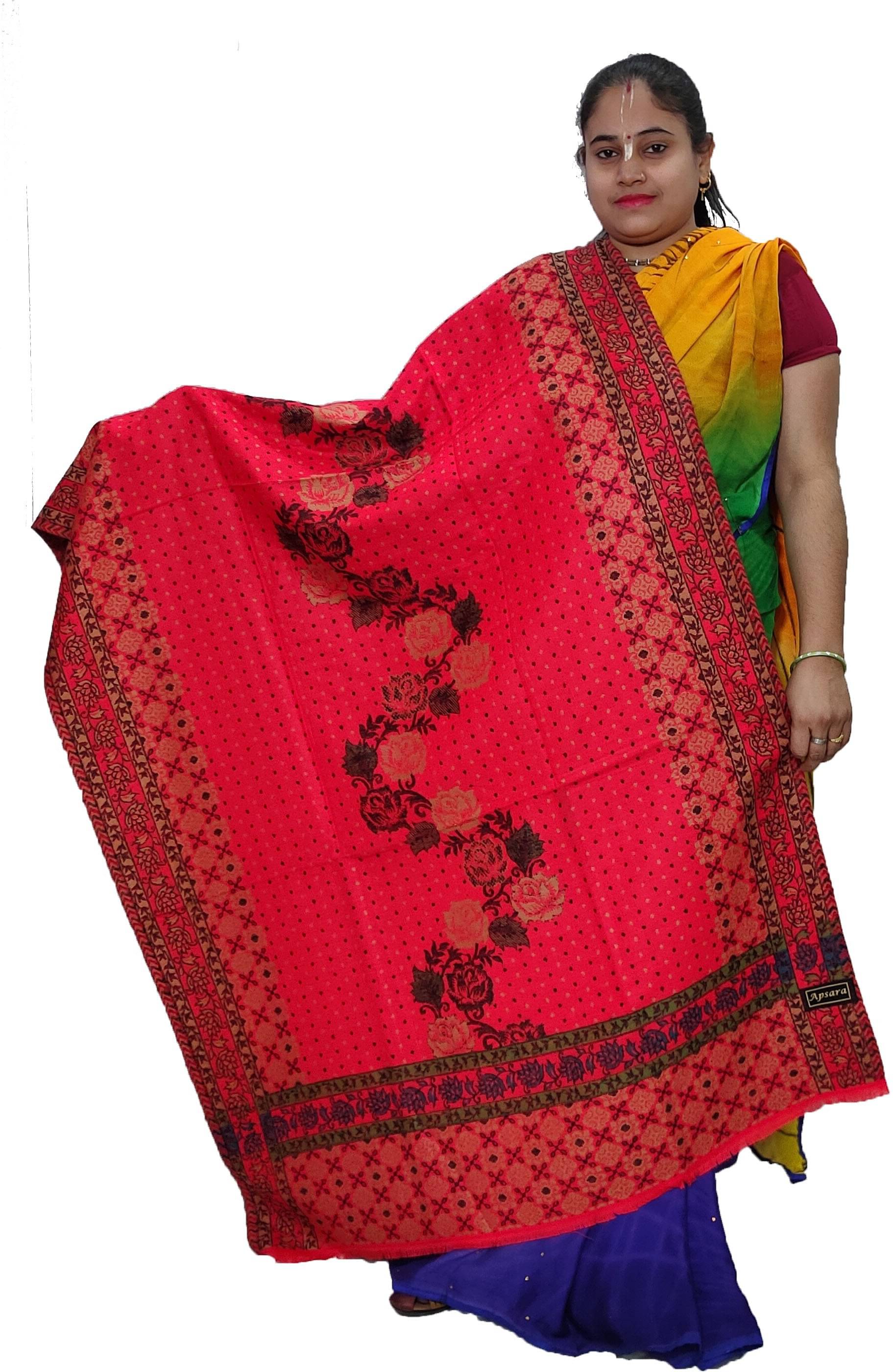     			Vrinde Red Embroidered Shawl - ( Pack of 1 )