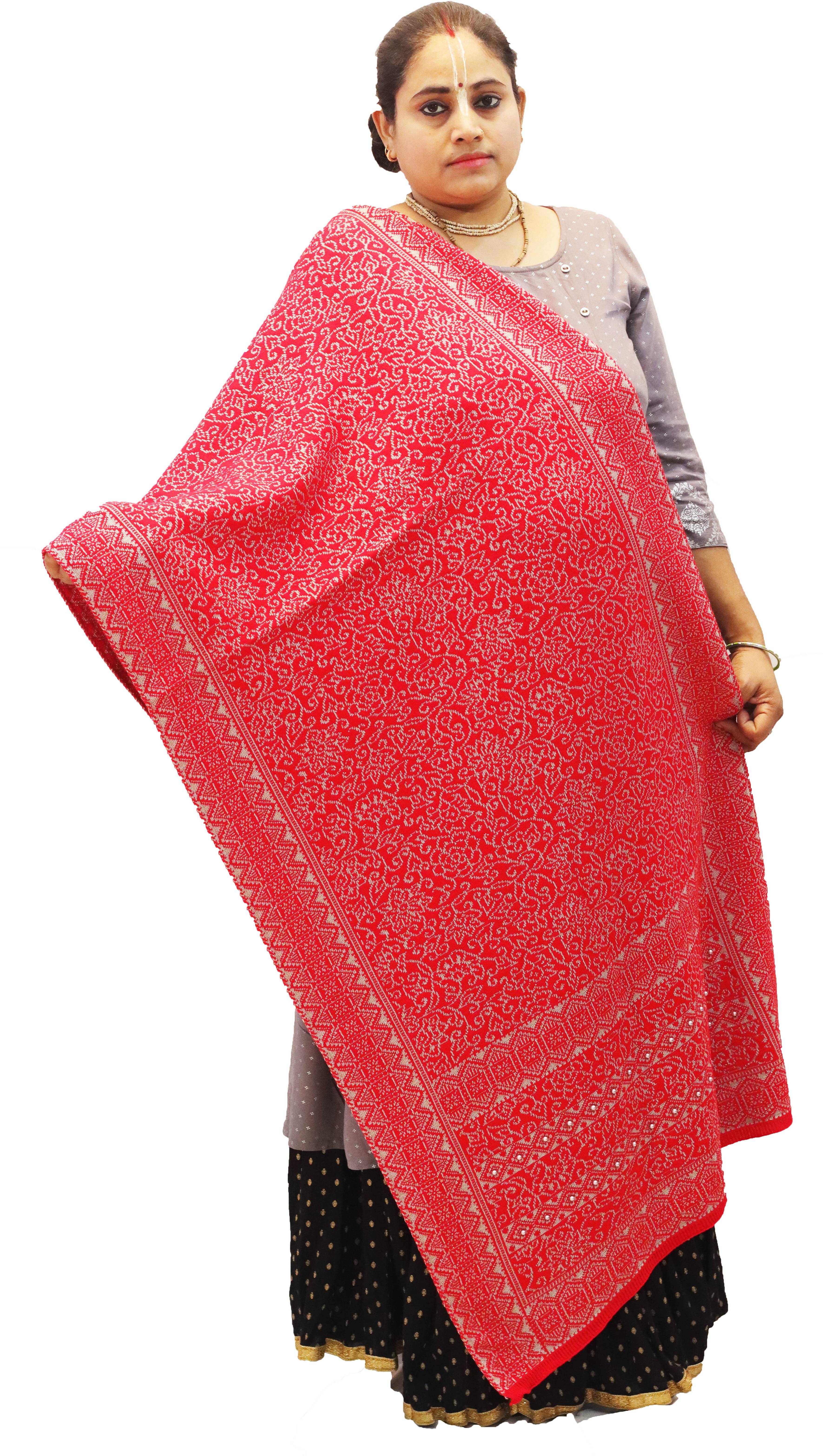 Vrinde Red Printed Shawl - ( Pack of 1 )     			Vrinde Red Printed Shawl - ( Pack of 1 )