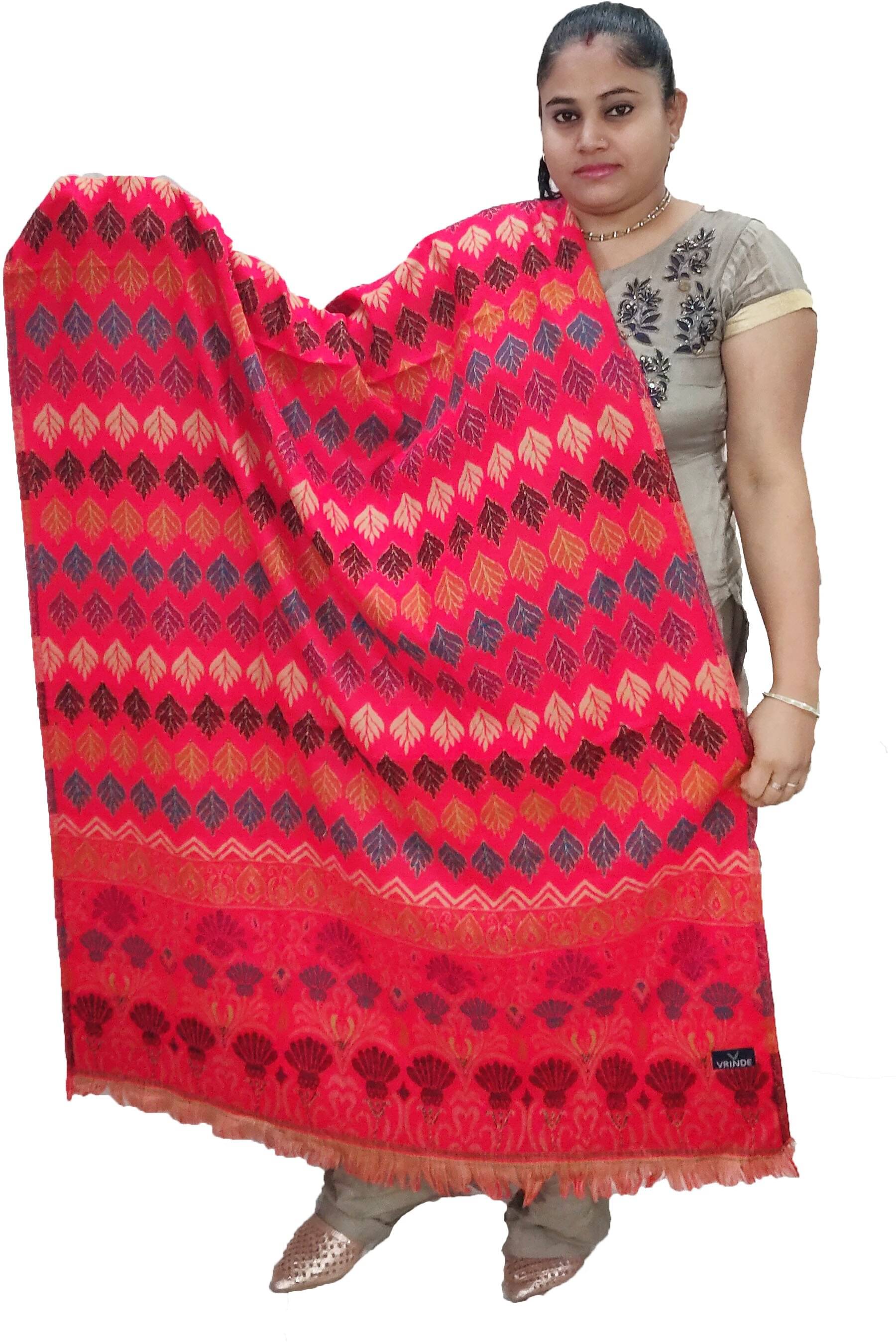 Vrinde Red Self Design Shawl - ( Pack of 1 ) Vrinde Red Self Design Shawl - ( Pack of 1 )
