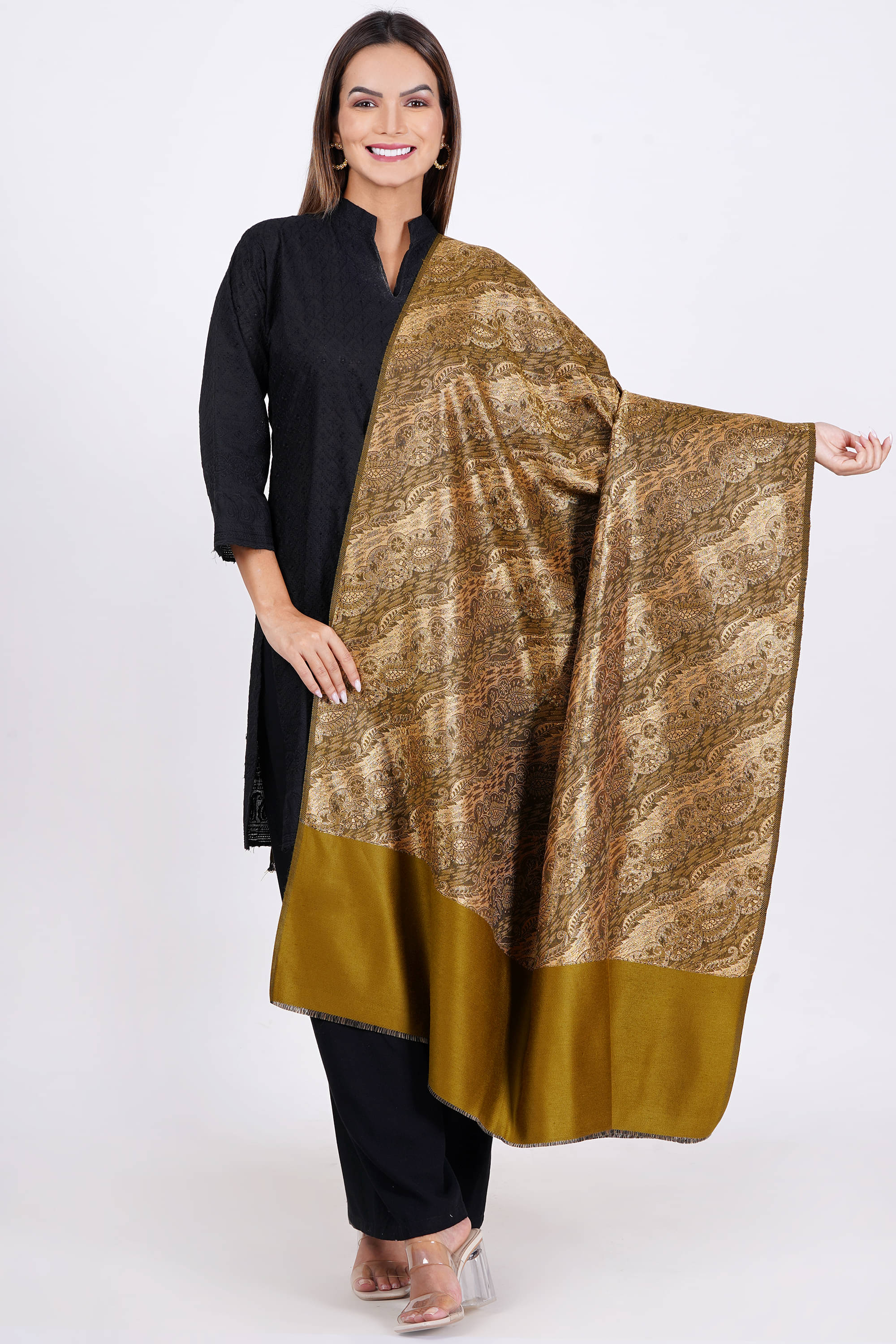 Vrinde Yellow Embroidered Shawl - ( Pack of 1 ) Vrinde Yellow Embroidered Shawl - ( Pack of 1 )