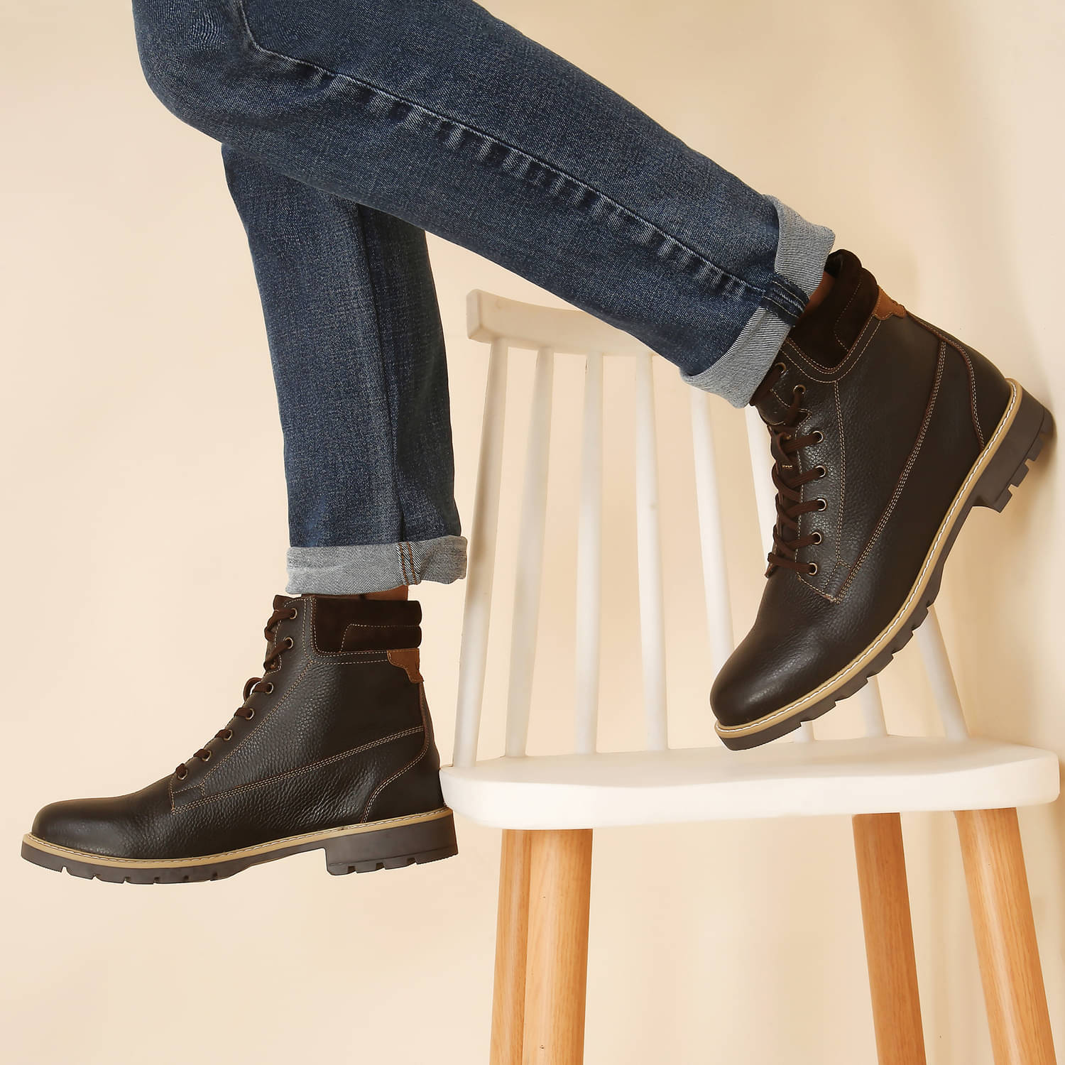     			Yoho Brown Men's Casual Boots