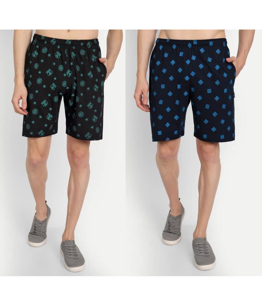 Zeffit - Multicolor Cotton Blend Men's Shorts ( Pack of 2 ) - Shorts | Buy online on ZillyBuy
