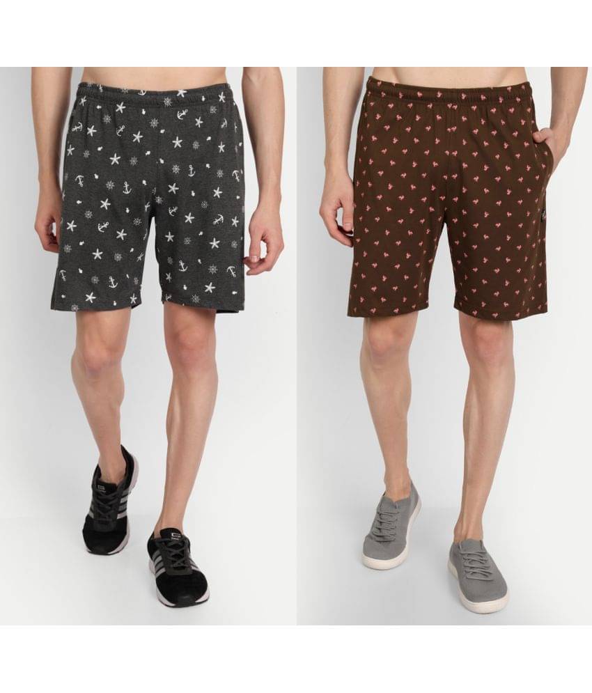Zeffit - Multicolor Cotton Blend Men's Shorts ( Pack of 2 ) Zeffit - Multicolor Cotton Blend Men's Shorts ( Pack of 2 )