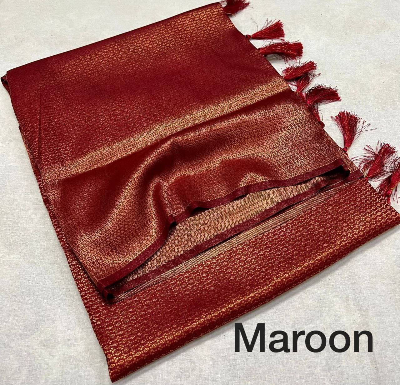     			fab woven Art Silk Self Design Saree With Unstitched Blouse Piece ( Maroon )
