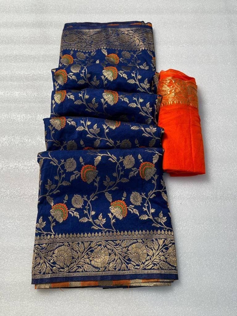 fab woven Kanjivaram Silk Woven Saree With Unstitched Blouse Piece ( Purple ) - Sarees | Buy online on ZillyBuy