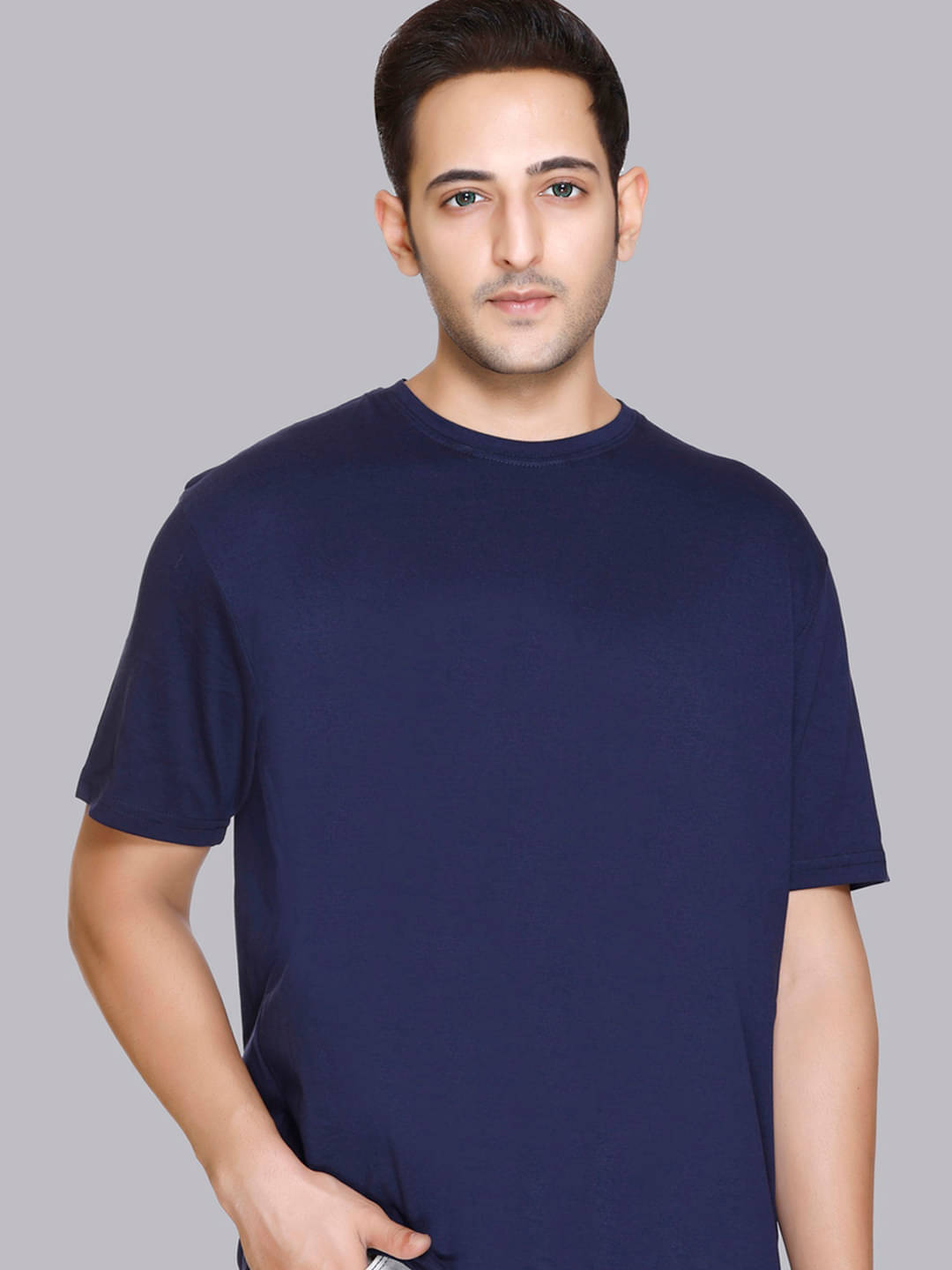     			stelvin Pack of 1 Cotton Blend Regular Fit Men's T-Shirt ( Navy )