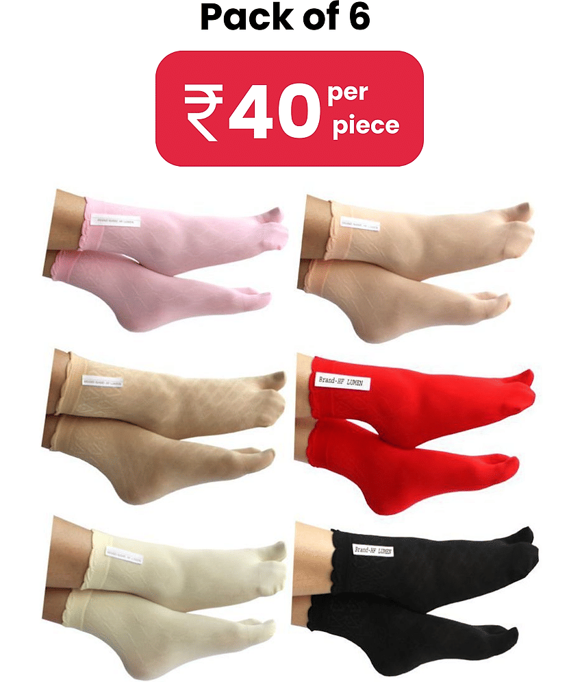 HF LUMEN - Multicolor Nylon Women's Ankle Length Socks ( Pack of 6 ) - Socks | Buy online on ZillyBuy
