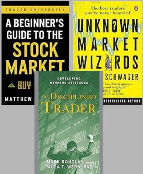     			A Beginner's Guide to the Stock Market + Unknown Market Wizards + The Disciplined Trader