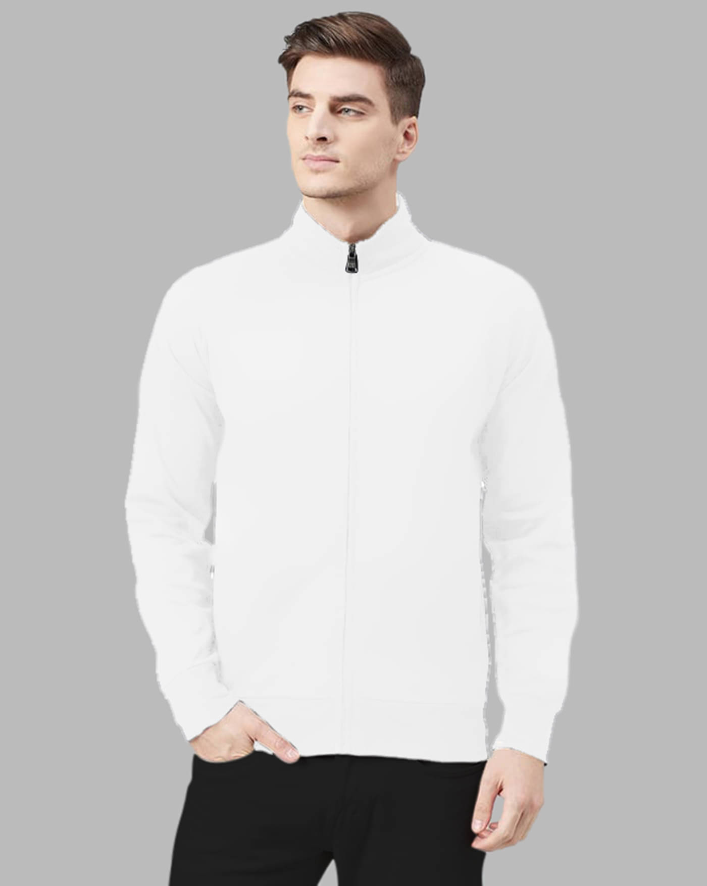     			AUSK Fleece Men's Casual Jacket - White ( Pack of 1 )