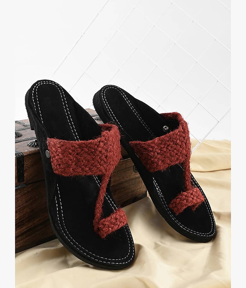 Anjaneya Creations Red Men's Kolhapuris - Ethnic Shoes | Buy online on ZillyBuy