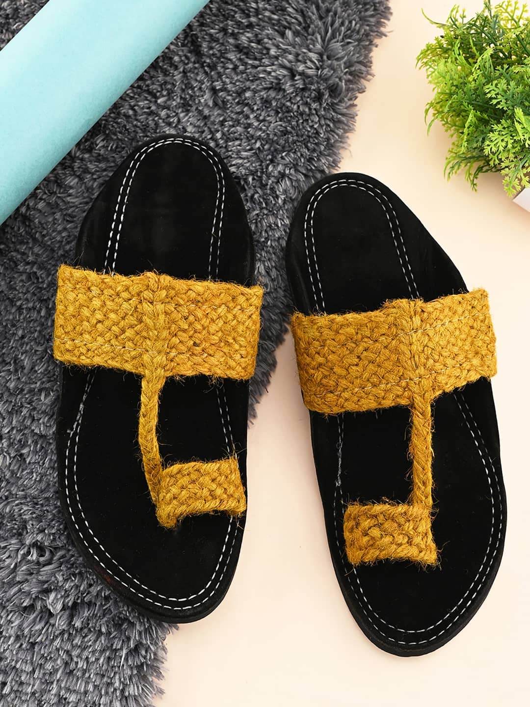 Anjaneya Creations Yellow Men's Kolhapuris - Ethnic Shoes | Buy online on ZillyBuy