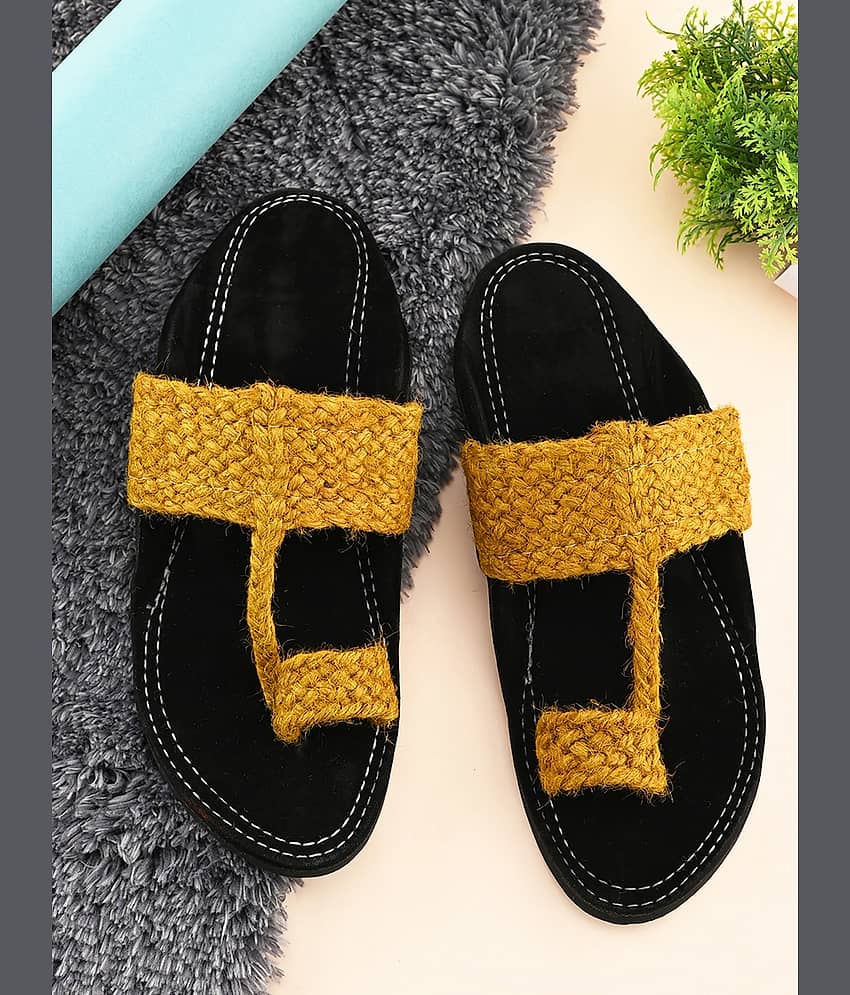 Anjaneya Creations Yellow Men's Kolhapuris - Ethnic Shoes | Buy online on ZillyBuy