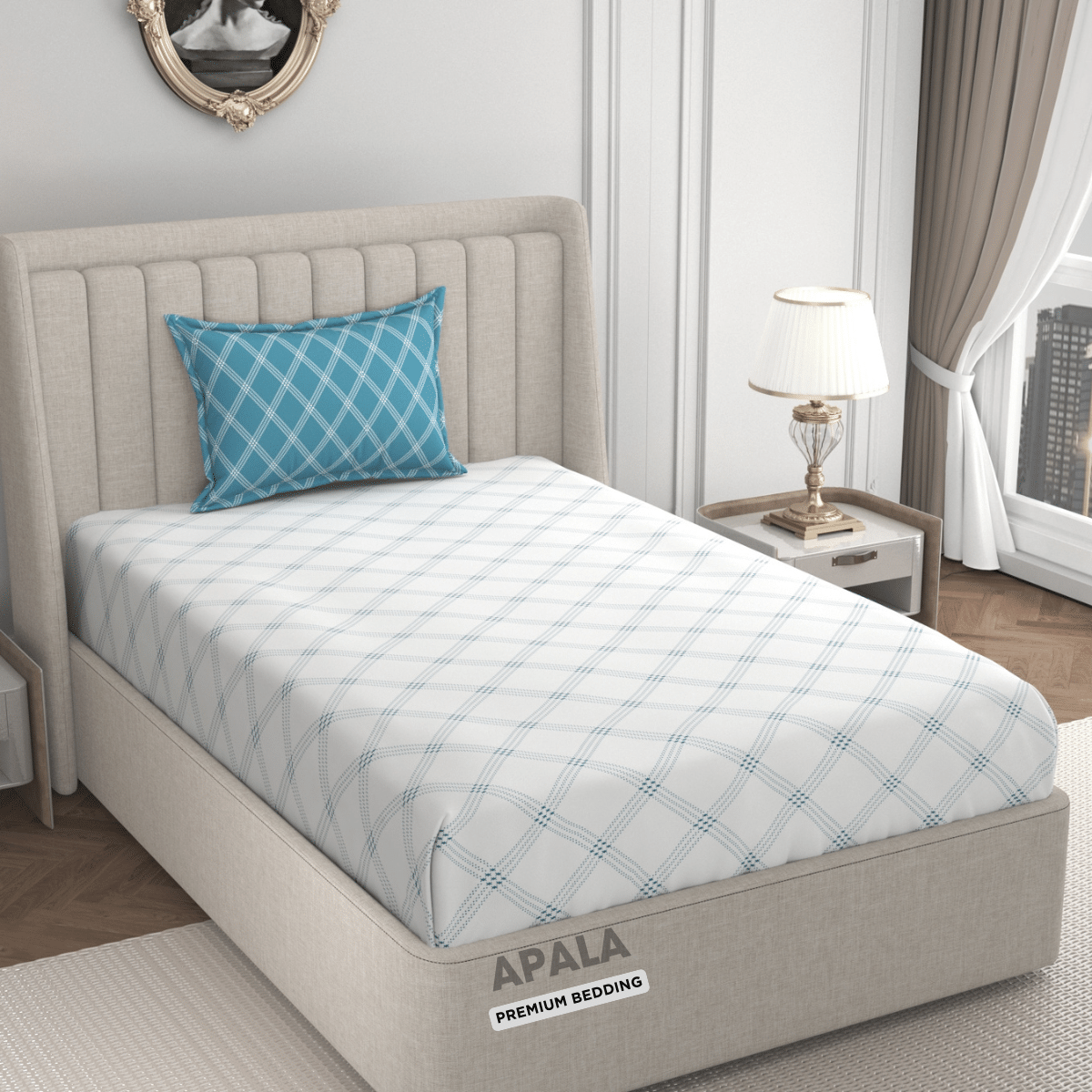     			Apala Microfiber 1 Single Bedsheet with 1 Pillow Cover ( Sky Blue )