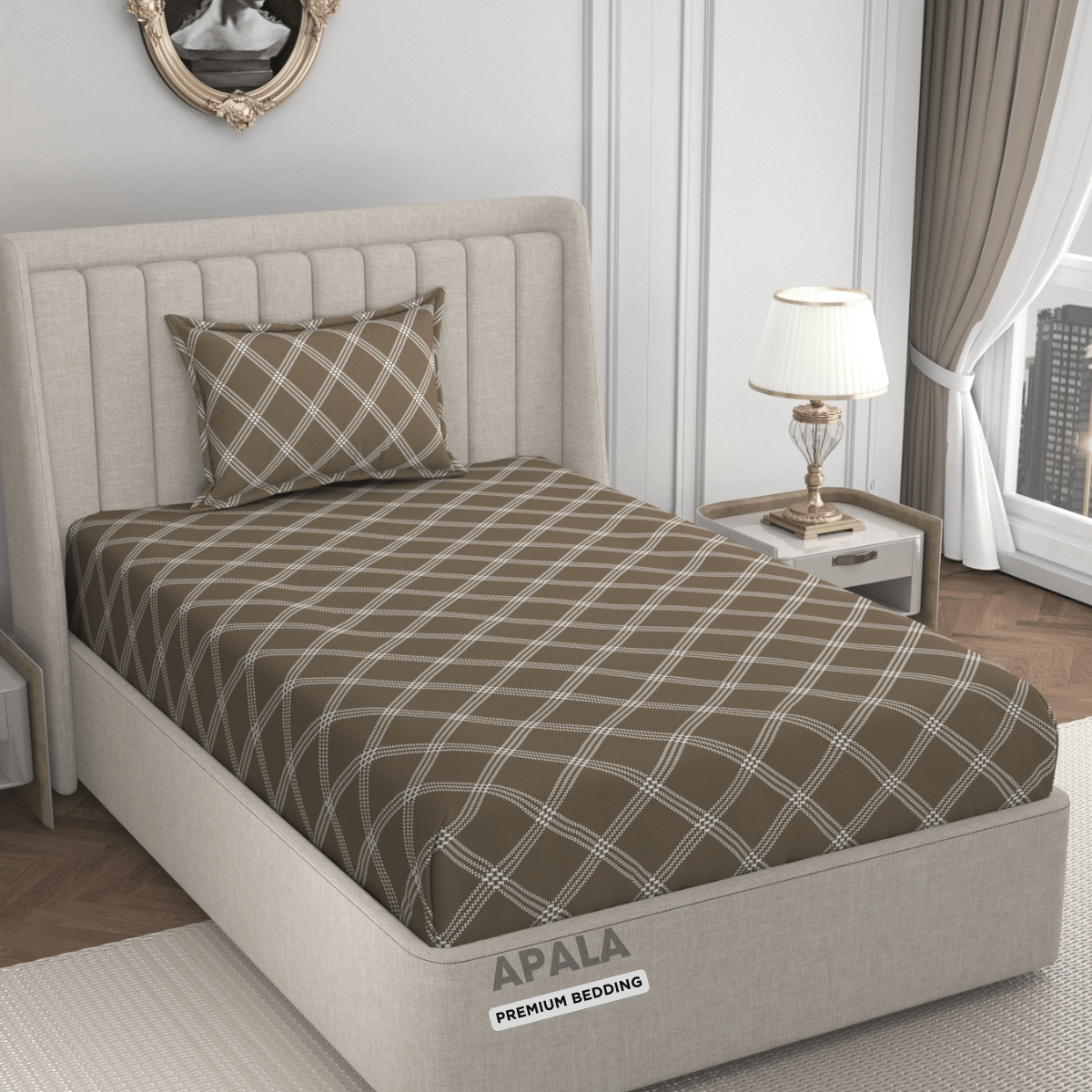     			Apala Microfiber 1 Single Bedsheet with 1 Pillow Cover ( Beige )