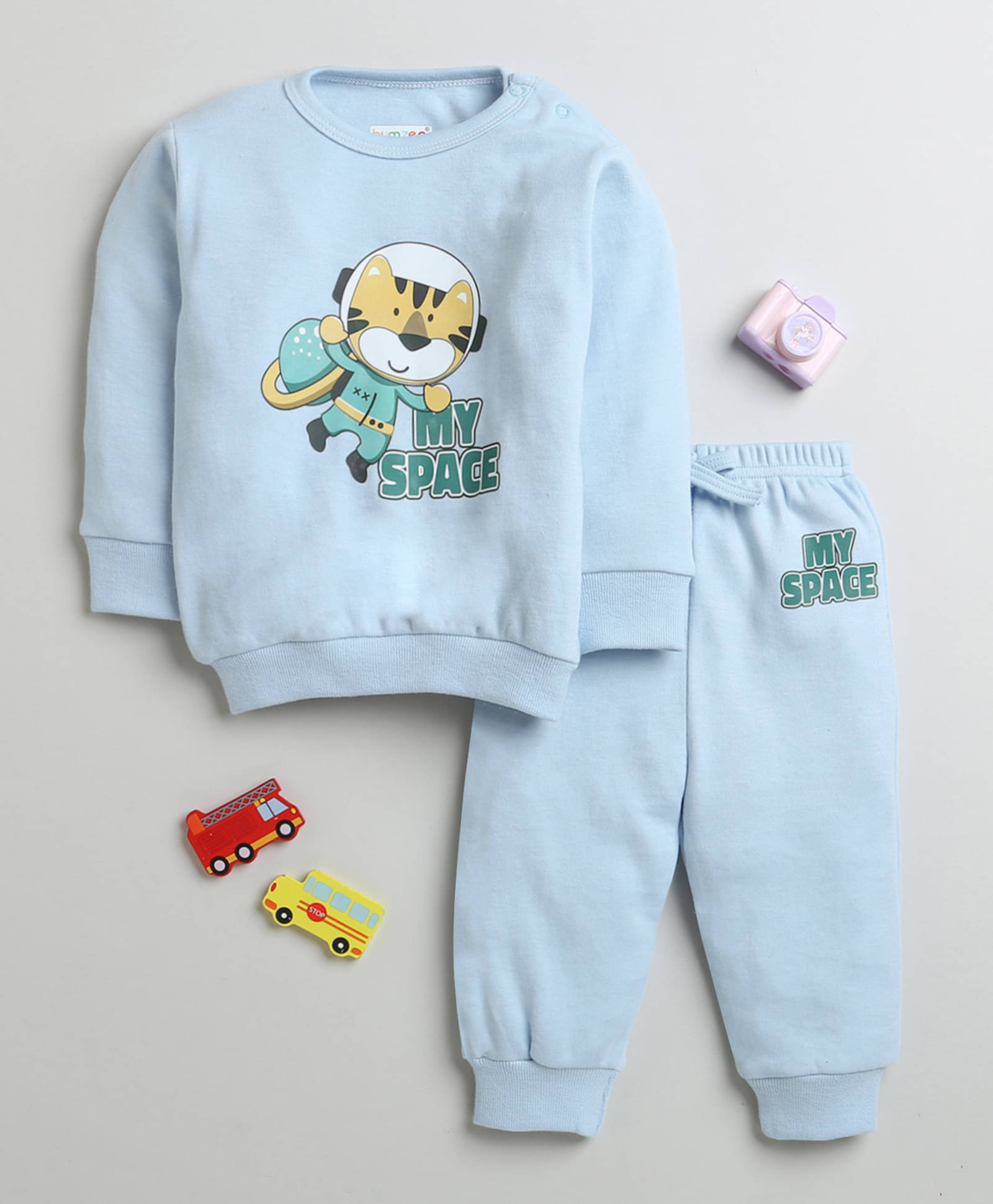     			BUMZEE Pack of 1 Baby Boys Cotton Sweatshirt & Jogger Set ( Blue )