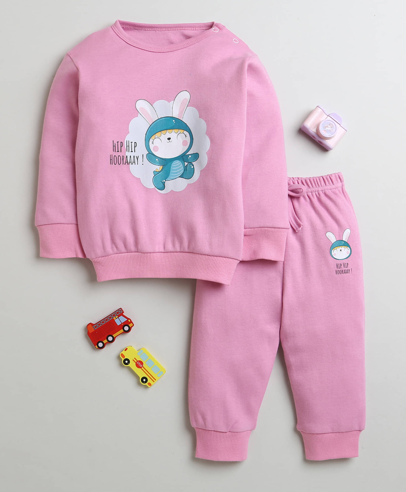     			BUMZEE Pack of 1 Baby Girls Cotton Sweatshirt & Jogger Set ( Pink )