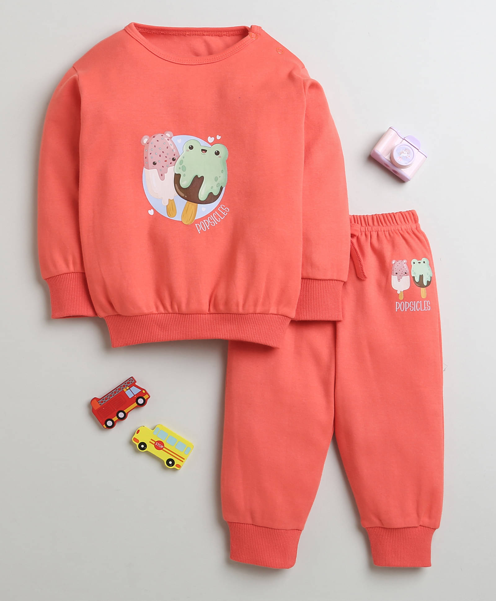     			BUMZEE Pack of 1 Baby Girls Cotton Sweatshirt & Jogger Set ( Coral )