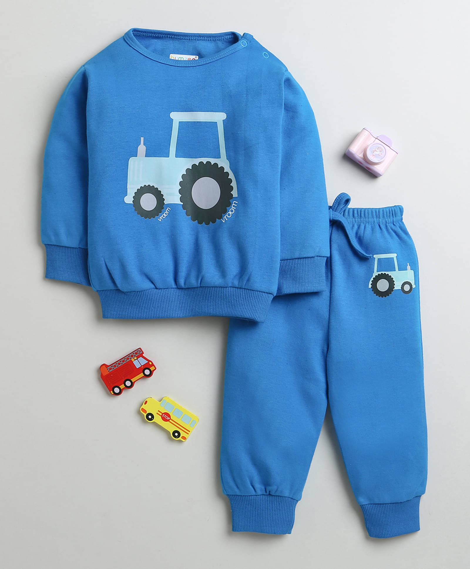     			BUMZEE Pack of 1 Baby Boys Cotton Sweatshirt & Jogger Set ( Blue )
