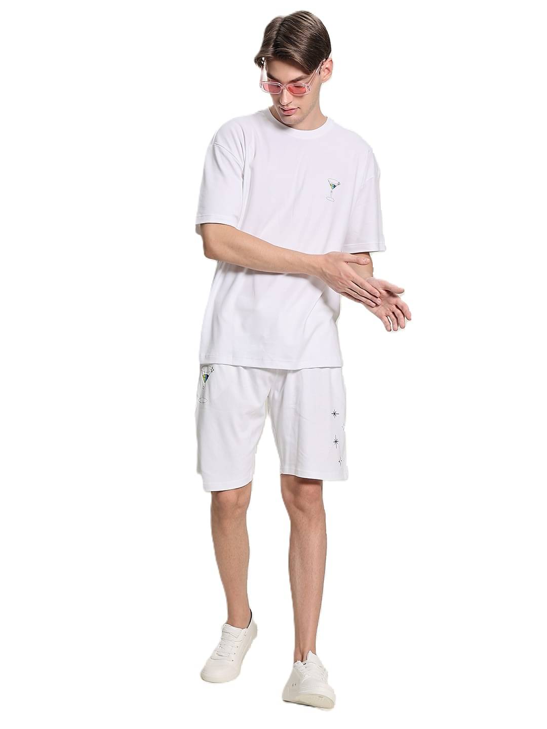     			Bene Kleed Men's T-shirt With Shorts Co-Ords Set ( Pack of 1 , White )