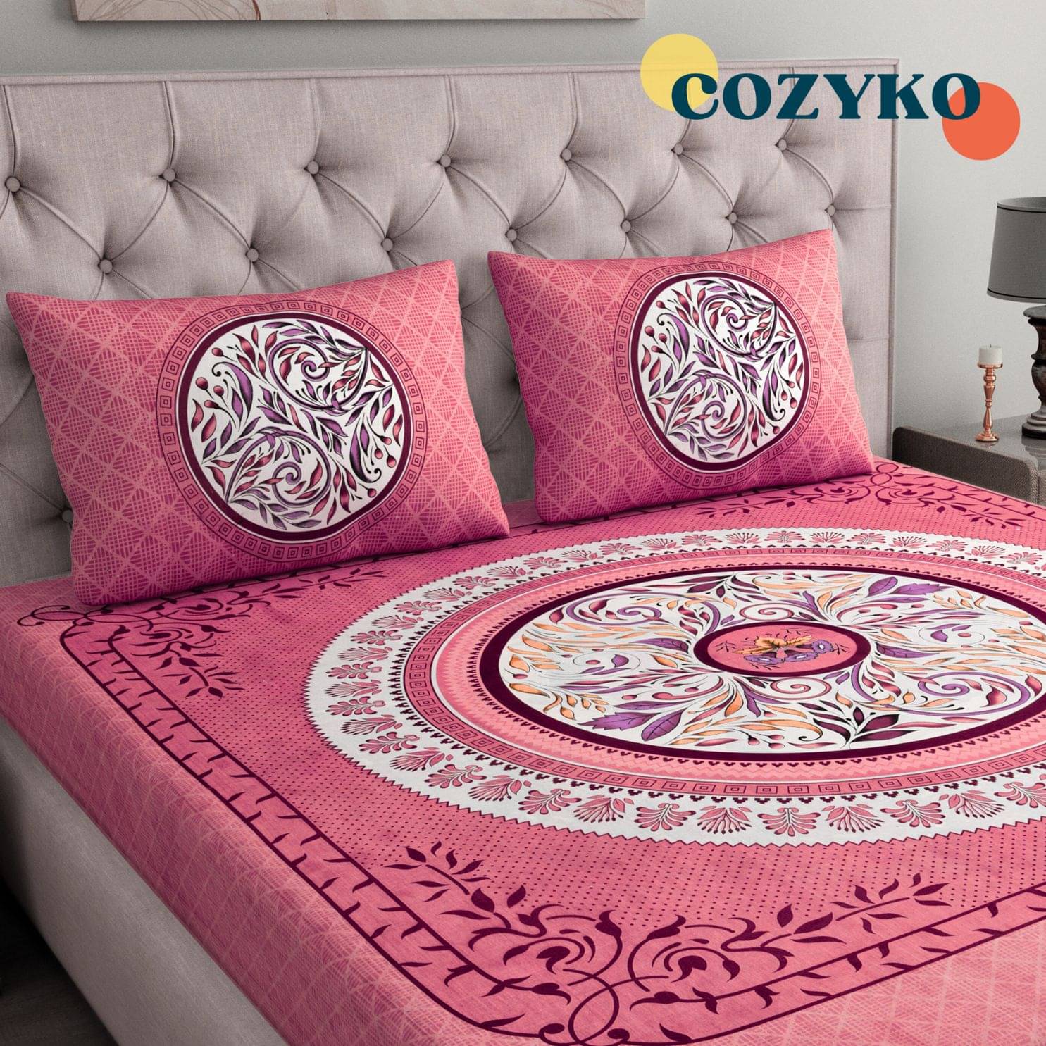 COZYKO Cotton 1 Double Bedsheet with 2 Pillow Covers ( Pink ) COZYKO Cotton 1 Double Bedsheet with 2 Pillow Covers ( Pink )