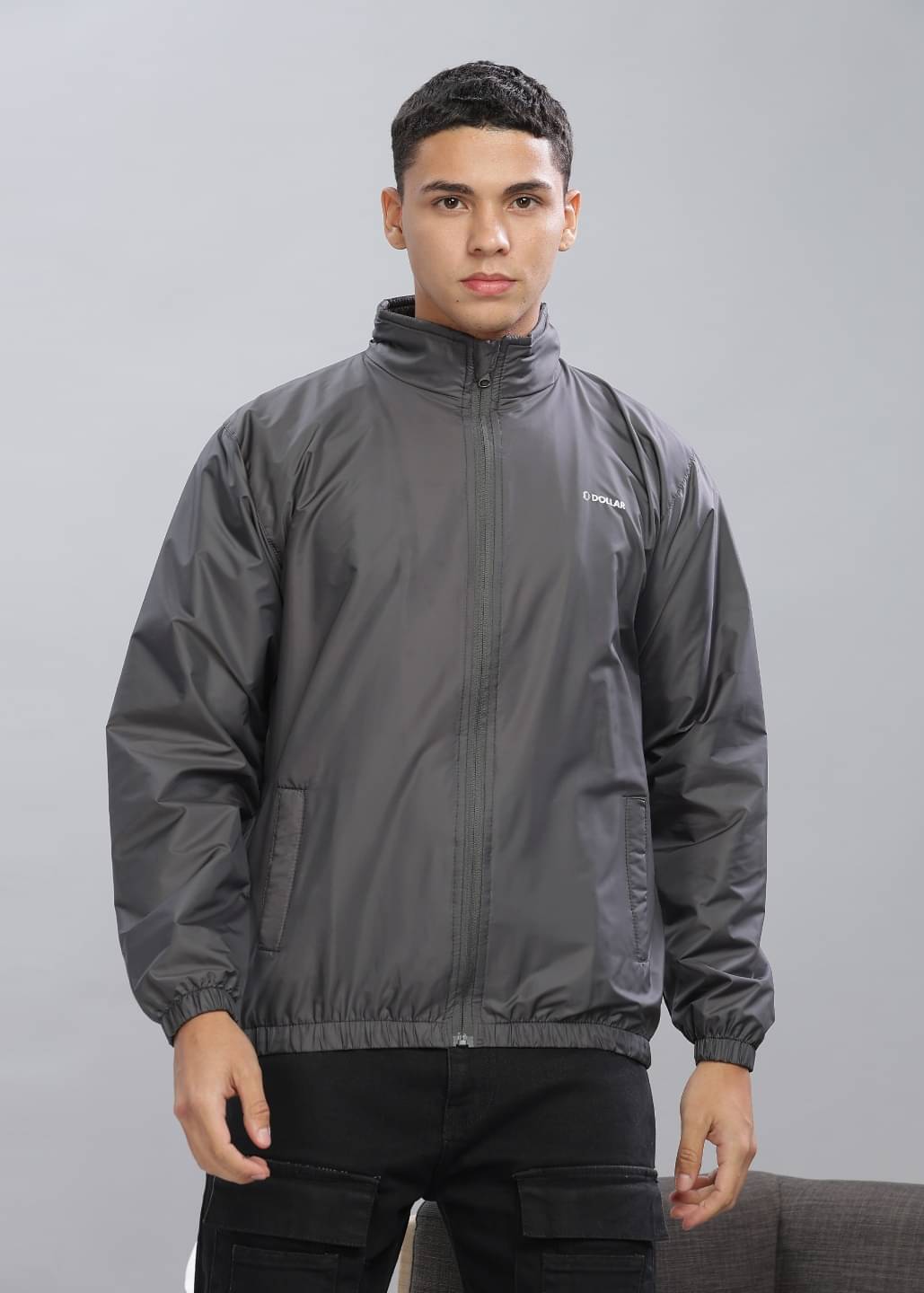     			Dollar Nylon Men's Windcheater Jacket - Grey ( Pack of 1 )